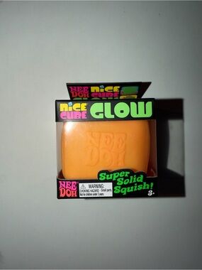 Needoh Nice Cube Glow Orange Super Solid Squish -